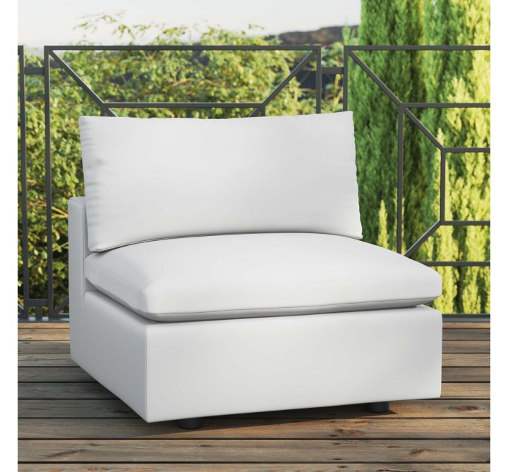 Modway Commix Overstuffed Outdoor Patio Armless Chair - White - Lifestyle