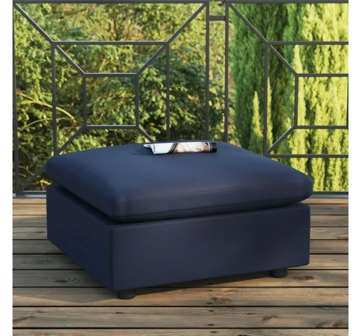 Modway Commix Overstuffed Outdoor Patio Ottoman in Navy - Lifestyle
