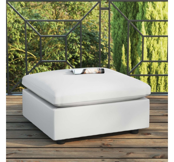 Modway Commix Overstuffed Outdoor Patio Ottoman - White - Lifestyle