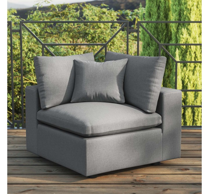 Modway Commix Overstuffed Outdoor Patio Corner Chair - Charcoal - Lifestyle