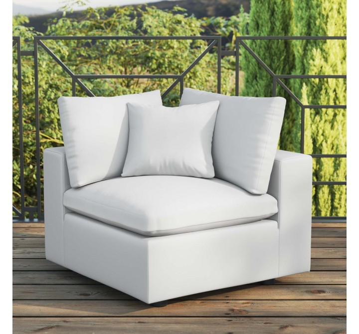 Modway Commix Overstuffed Outdoor Patio Corner Chair in White - Lifestyle