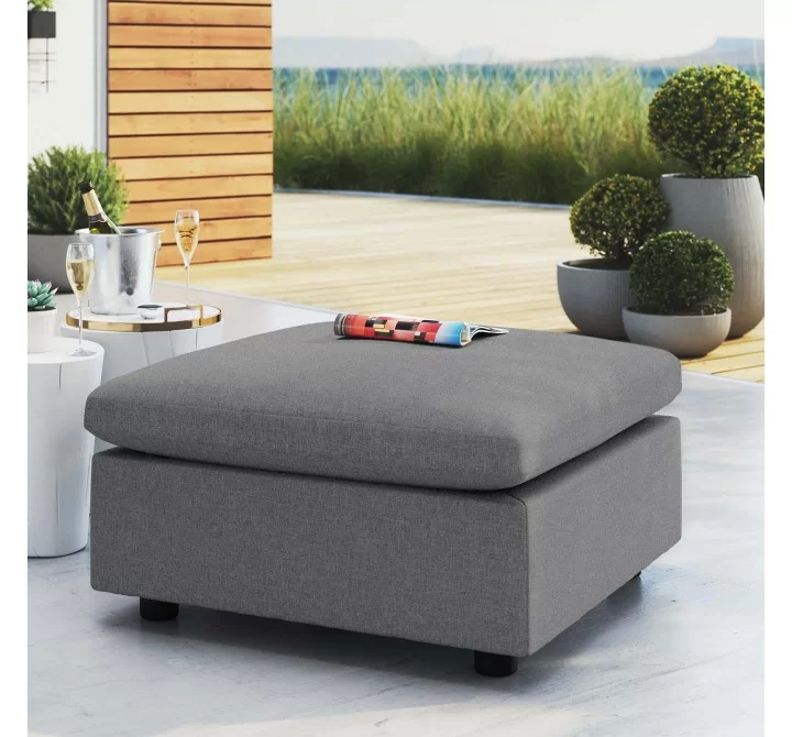 Modway Commix Sunbrella® Outdoor Patio Ottoman in Gray - Lifestyle