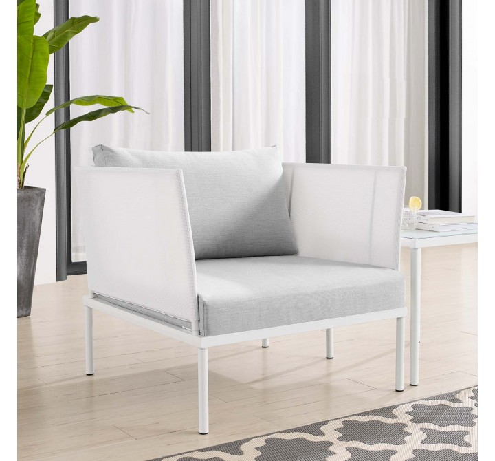Modway Harmony Sunbrella® Outdoor Patio Aluminum Armchair in White Gray - Lifestyle