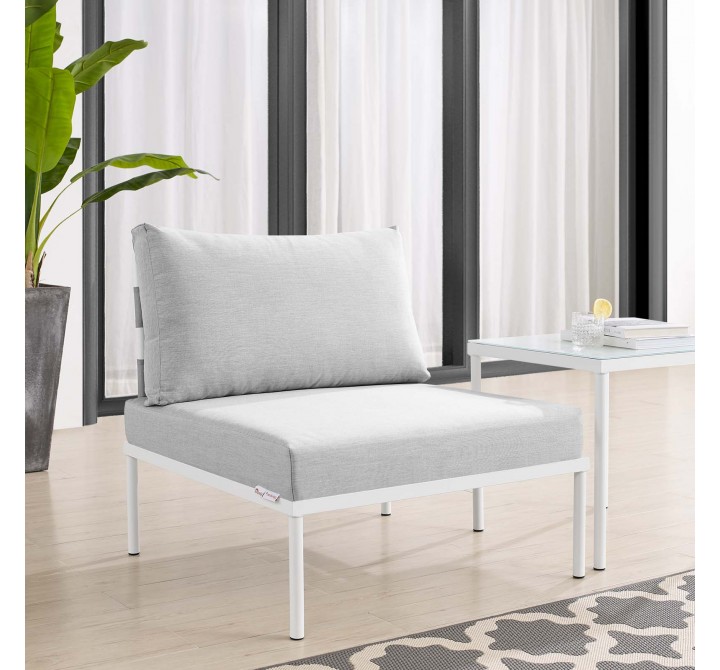 Modway Harmony Sunbrella® Outdoor Patio Aluminum Armless Chair in Gray Gray - Lifestyle
