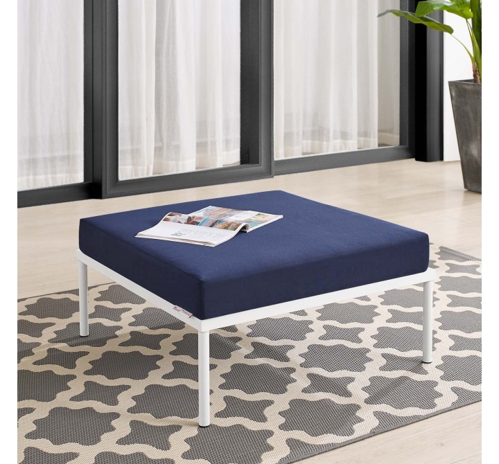 Modway Harmony Sunbrella® Outdoor Patio Aluminum Ottoman in Navy - Lifestyle