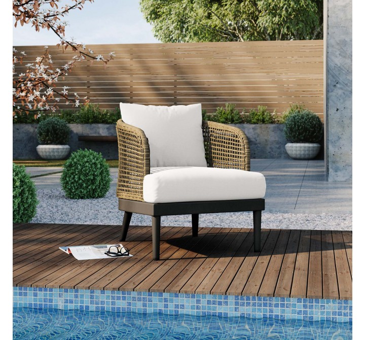 Modway Meadow Outdoor Patio Armchair in Natural White - Lifestyle