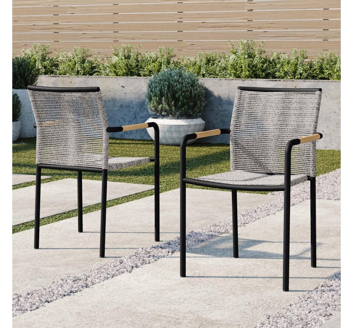 Modway Serenity Outdoor Patio Armchairs in Light Gray - Set of Two - Lifestyle