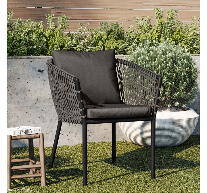 Modway Sailor Outdoor Patio Dining Armchair - Charcoal Charcoal - Lifestyle