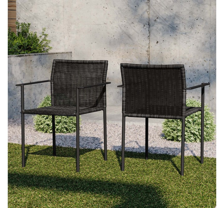 Modway Lagoon Outdoor Patio Dining Armchairs in Charcoal - Set of Two - Lifestyle