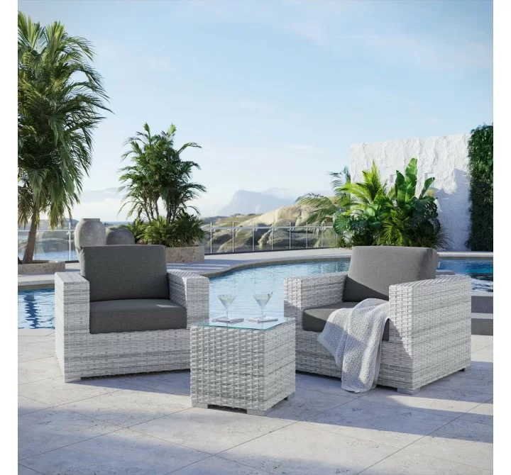 Modway Convene 3-Piece Outdoor Patio Set - Light Gray Charcoal - Lifestyle