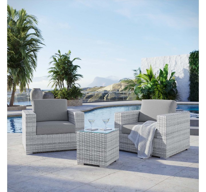 Modway Convene 3-Piece Outdoor Patio Set - Light Gray Gray - Lifestyle