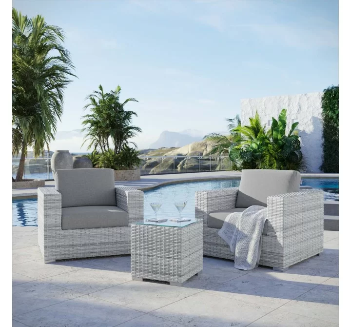 Modway Convene 3-Piece Outdoor Patio Set - Light Gray Gray - Lifestyle
