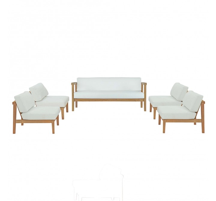Modway Bayport 5 Piece Outdoor Patio Teak Set