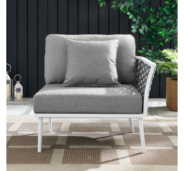 Modway Stance Outdoor Patio Aluminum Right-Facing Armchair - White Gray - Lifestyle