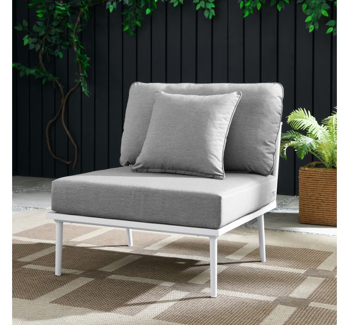 Modway Stance Outdoor Patio Aluminum Armless Chair in White Gray - Lifestyle