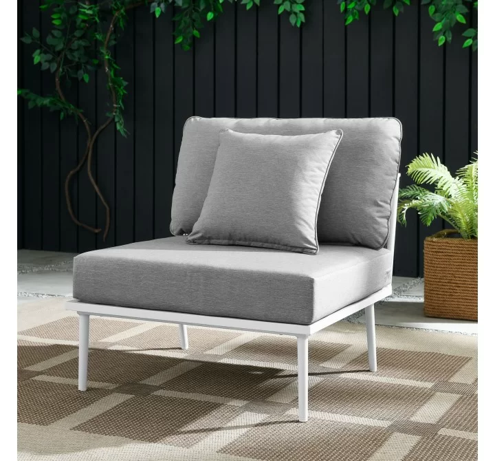 Modway Stance Outdoor Patio Aluminum Armless Chair in White Gray - Lifestyle