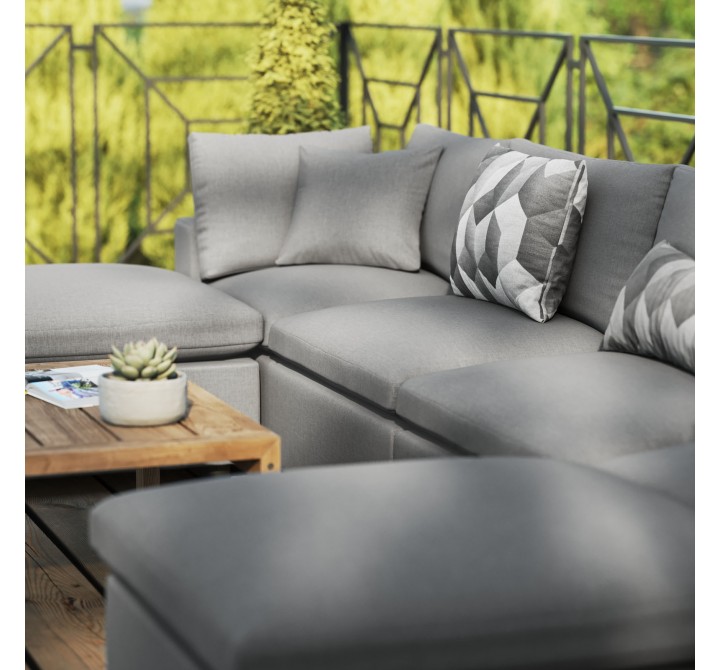 Modway Commix 6-Piece Outdoor Patio Sectional Sofa - Charcoal - Lifestyle