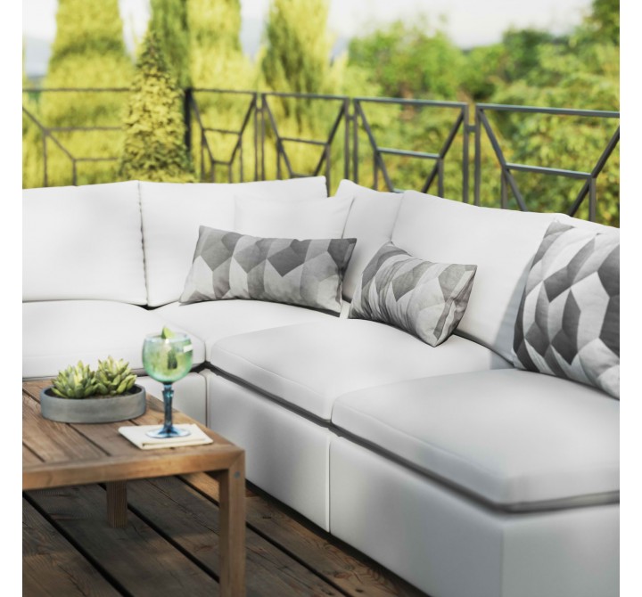 Modway Commix 5-Piece Outdoor Patio Sectional Sofa - White - Lifestyle