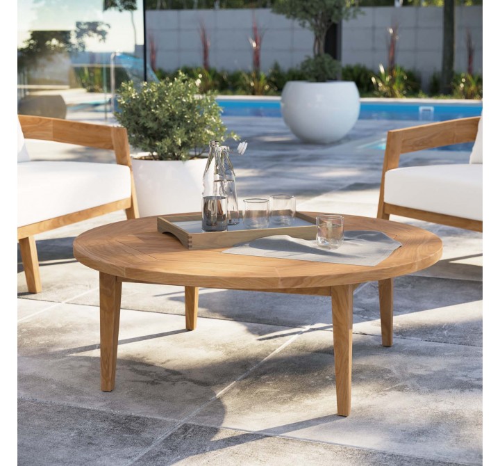 Modway Brisbane Teak Wood Outdoor Patio Coffee Table - Natural- - Lifestyle