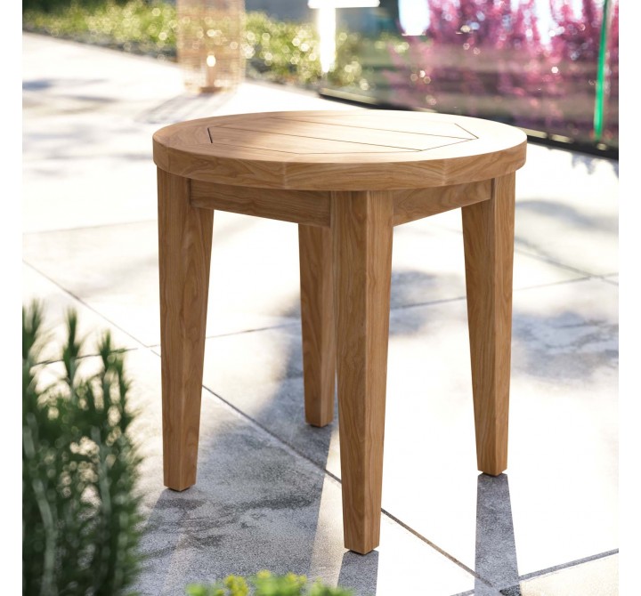 Modway Brisbane Teak Wood Outdoor Patio Side Table - Natural - Lifestyle