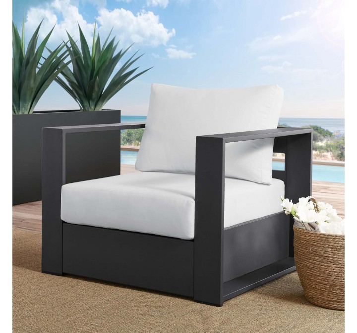 Modway Tahoe Outdoor Patio Powder-Coated Aluminum Armchair - Gray White - Lifestyle