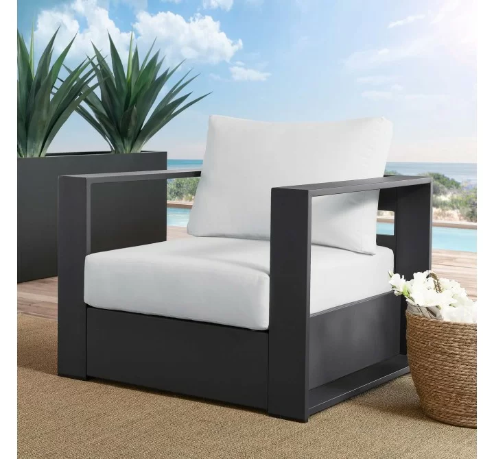 Modway Tahoe Outdoor Patio Powder-Coated Aluminum Armchair - Gray White - Lifestyle