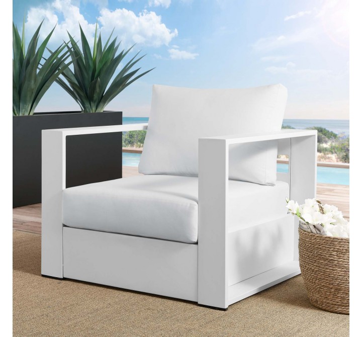 Modway Tahoe Outdoor Patio Powder-Coated Aluminum Armchair - White White - Lifestyle