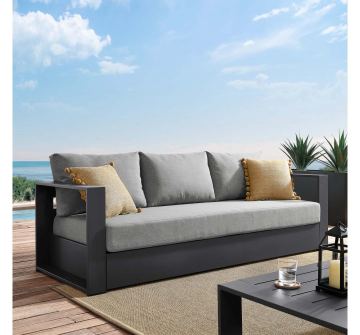 Modway Tahoe Outdoor Patio Powder-Coated Aluminum Sofa - Gray Gray - Lifestyle