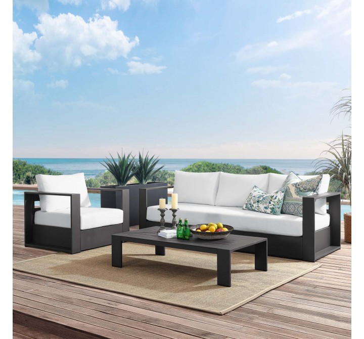 Modway Tahoe Outdoor Patio Powder-Coated Aluminum 3-Piece Set - Gray White - Lifestyle