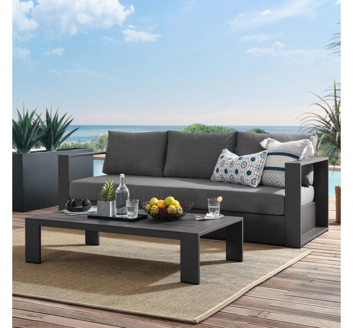 Modway Tahoe Outdoor Patio Powder-Coated Aluminum 2-Piece Set in Gray Charcoal - Lifestyle