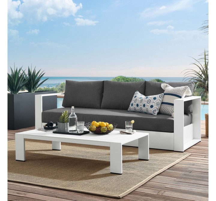 Modway Tahoe Outdoor Patio Powder-Coated Aluminum 2-Piece Set in White Charcoal - Lifestyle