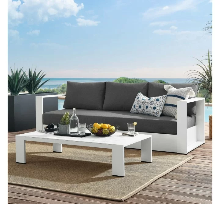 Modway Tahoe Outdoor Patio Powder-Coated Aluminum 2-Piece Set in White Charcoal - Lifestyle