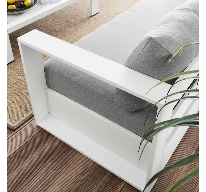 Modway Tahoe Outdoor Patio Powder-Coated Aluminum 2-Piece Set - White Gray - Lifestyle