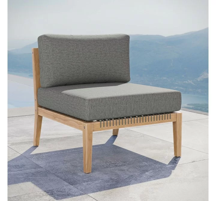 Modway Clearwater Outdoor Patio Teak Wood Armless Chair - Gray Graphite - Lifestyle