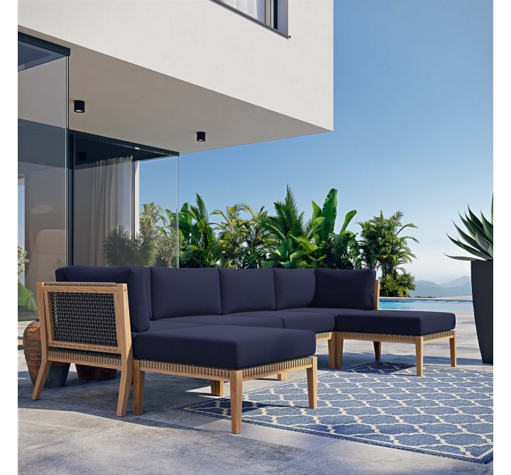Modway Brisbane 3-Piece Teak Wood Outdoor Patio Set - Natural Light Brown - Lifestyle