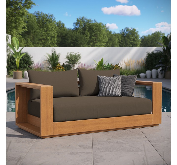 Modway Tahoe Acacia Wood Outdoor Patio Acacia Wood Loveseat