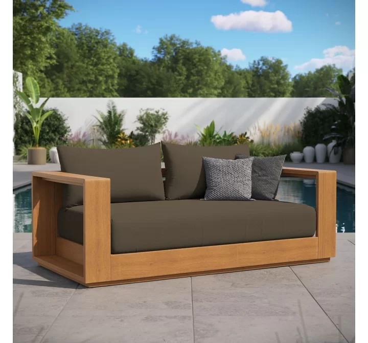 Modway Tahoe Acacia Wood Outdoor Patio Acacia Wood Loveseat