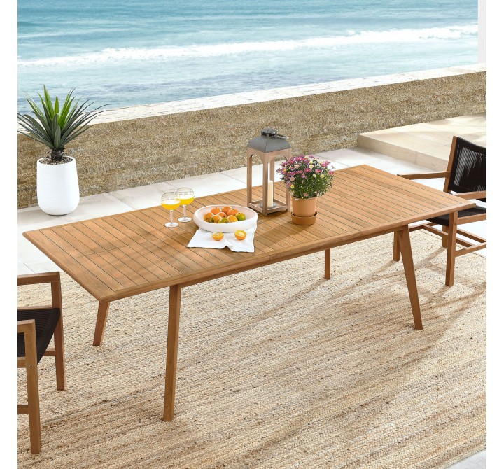 Modway Vienna Outdoor Patio Teak Wood Extendable Dining Table