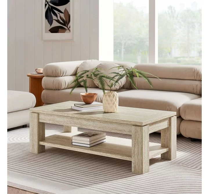 Modway Hollis Travertine Coffee Table Room View