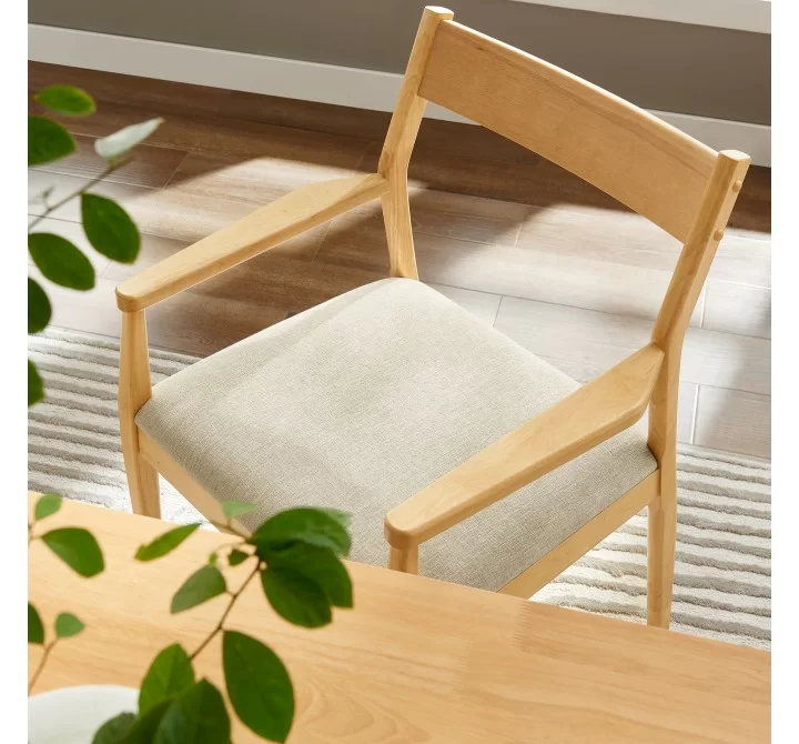 Modway Solara Fabric Wood Dining Armchairs Natural Top