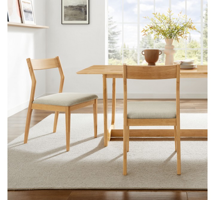 Modway Solara Fabric Wood Dining Side Chairs Natural Set