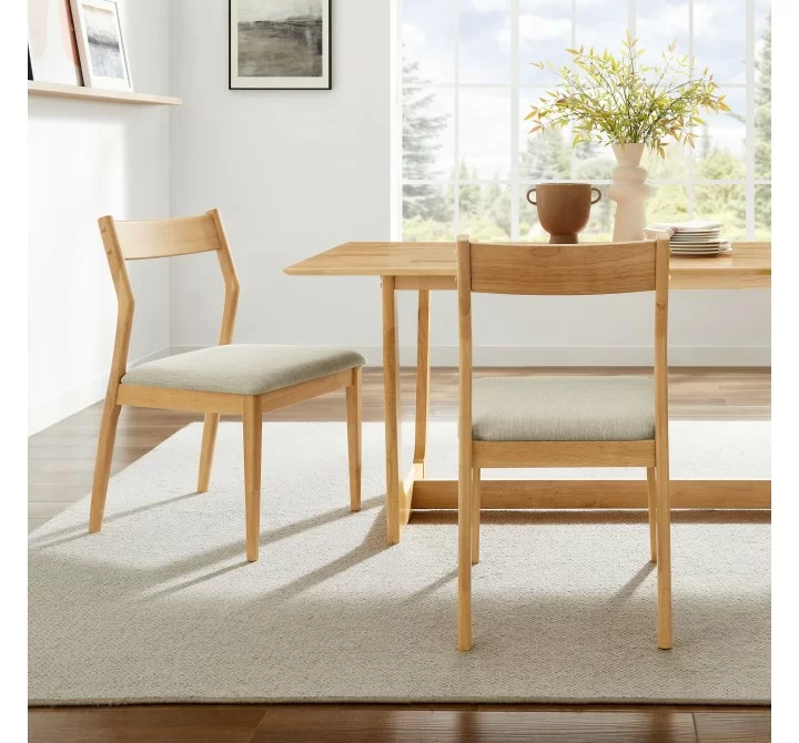 Modway Solara Fabric Wood Dining Side Chairs Natural Set