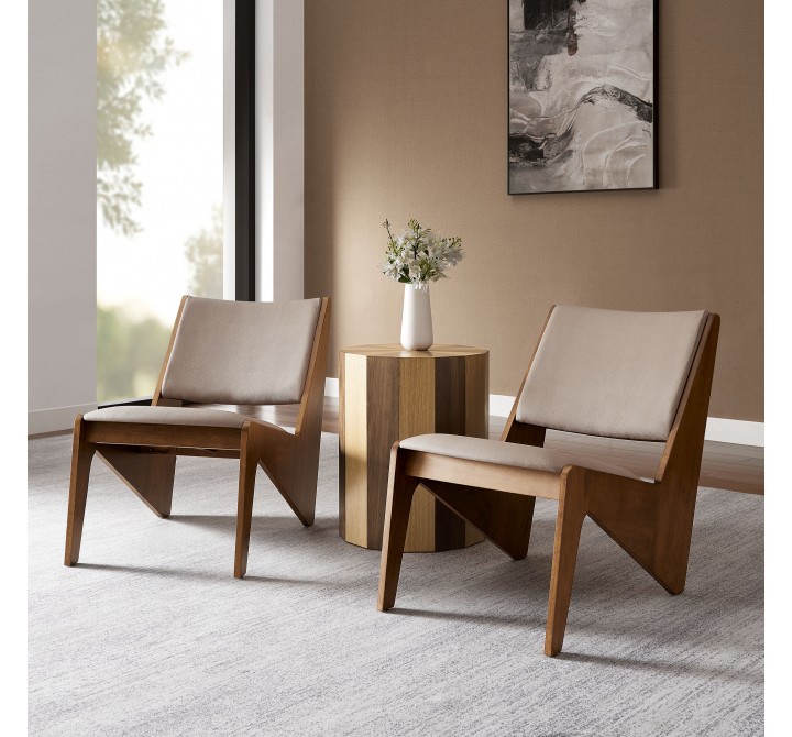 Modway Rylina Vegan Leather Accent Chairs Set