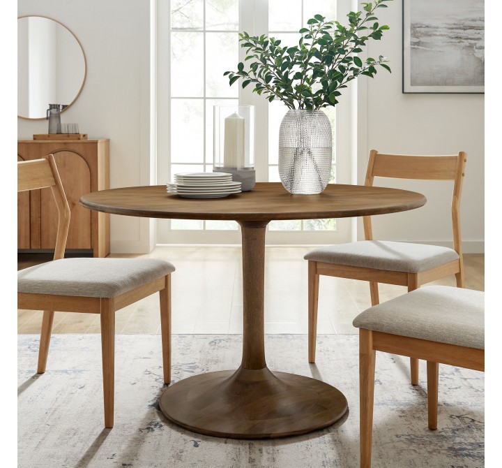 Modway Lippa 48" Round Solid Wood Dining Table Natural