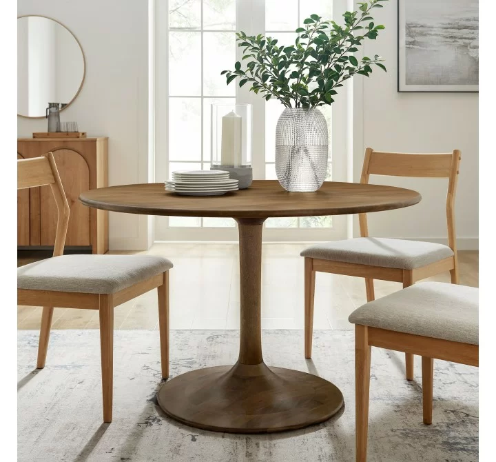 Modway Lippa 48" Round Solid Wood Dining Table Natural