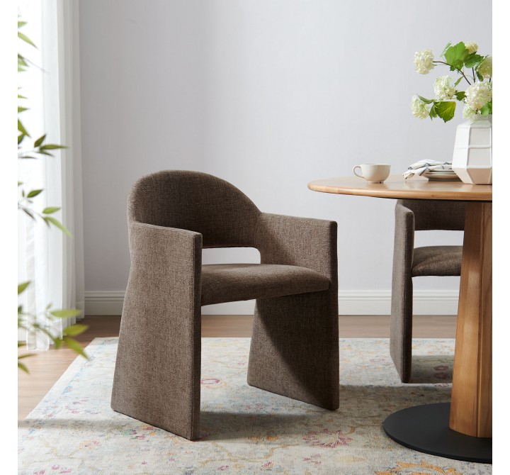 Modway Talia Upholstered Fabric Dining Armchair Mocha