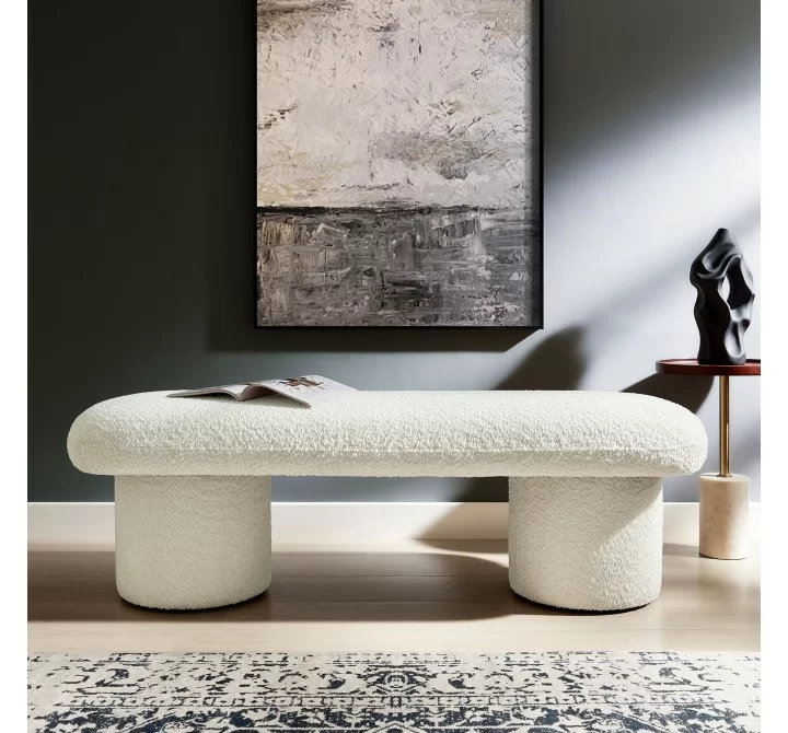 Modway Orla Chenille Upholstered Bench White 2