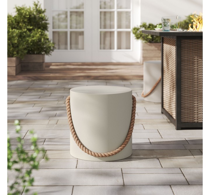 Modway Isera Indoor - Outdoor Patio Rope Concrete Side Table Stool