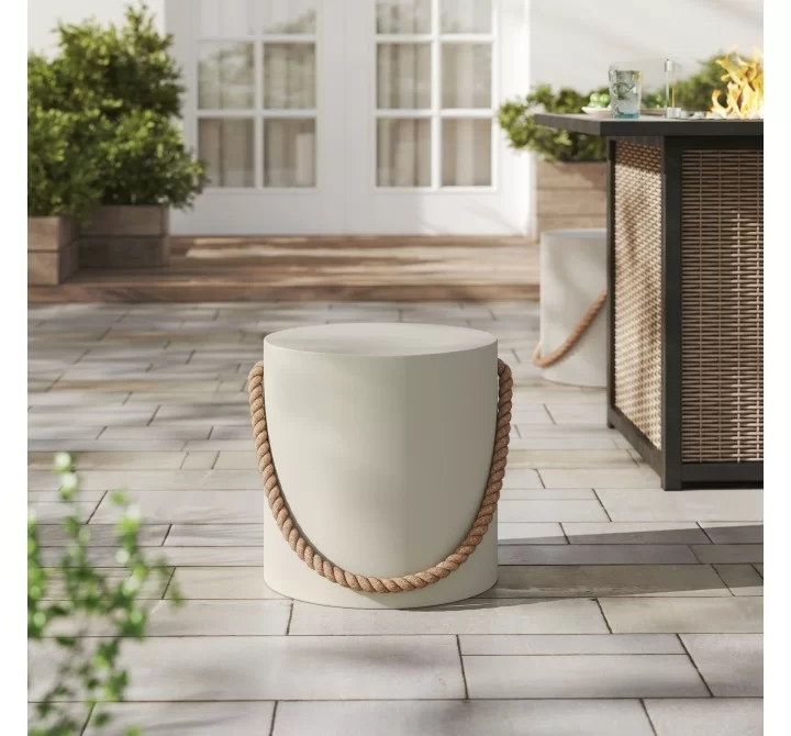 Modway Isera Indoor - Outdoor Patio Rope Concrete Side Table Stool