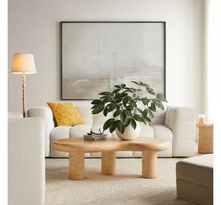 Modway Elowen Indoor - Outdoor Patio Textured Faux Travertine Coffee Table Room View